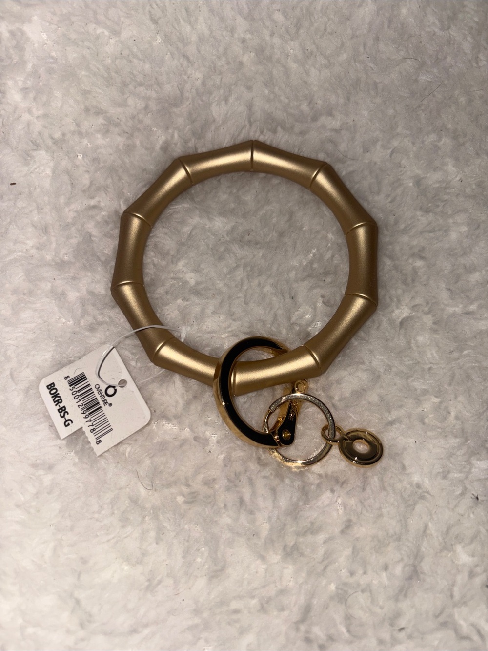 NWT Oventure Silicone Big O Key Ring Gold Rush Bamboo Bracelet Keychain
